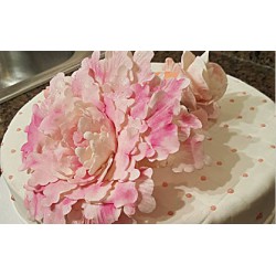White Cake with Hand Crafted Flowers